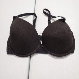 Natori Women Bra 32C Black Floral Underwire Adjustable Straps Lightly Lined